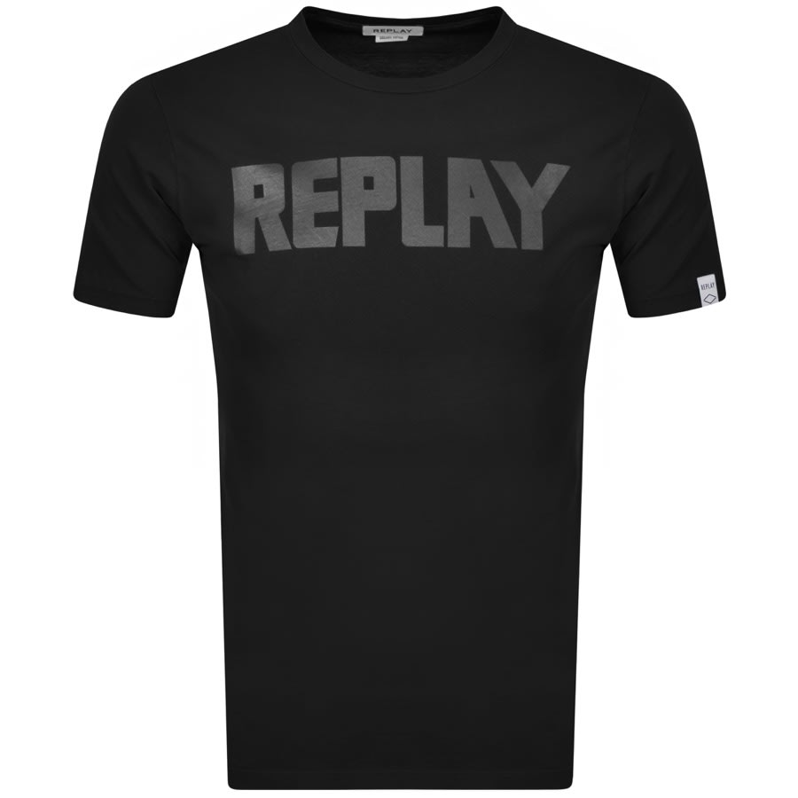 Alternative Image for ProductReplay Logo Crew Neck T Shirt Black1